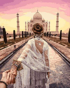 Schilderen op Nummer - Romantische wandeling Taj Mahal