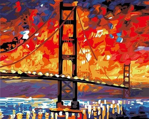 Schilderen op Nummer - San Francisco-brug bij nacht
