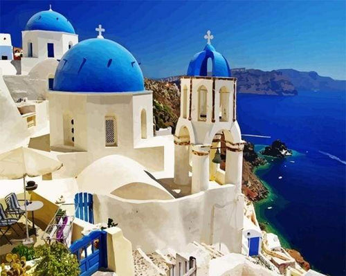 Schilderen op Nummer - Santorini Blauw Wit