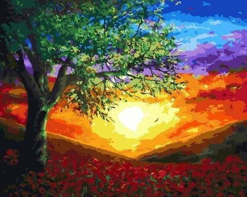 Schilderen op Nummer - Glanzende zonsondergang