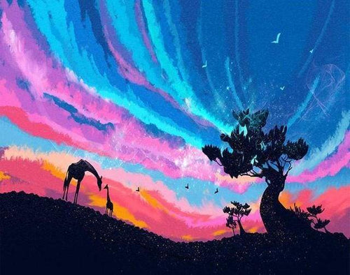 Schilderen op Nummer - Lucht en Giraffen