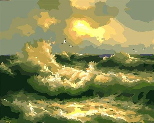 Schilderen op Nummer - Stormachtige zee