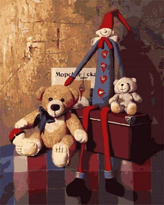 Schilderen op Nummer - Teddyberen en Marionnet