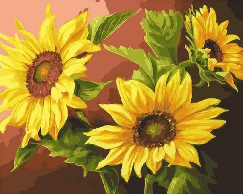 Schilderen op Nummer - Drie Zonnebloemen