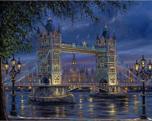Schilderen op Nummer - Tower Bridge in Londense nacht