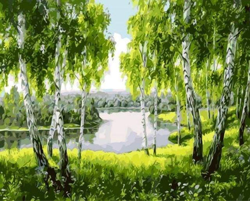Schilderen op Nummer - Bomen bij de rivier