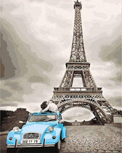 Afbeelding in Gallery-weergave laden, Schilderen op Nummer - Twee blauwe paarden en de Eiffeltoren
