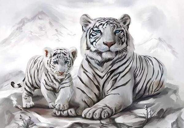 Schilderen op Nummer - Twee witte tijgers