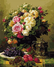 Afbeelding in Gallery-weergave laden, Schilderen op Nummer - Vaas met bloemen en druiven