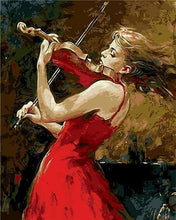 Afbeelding in Gallery-weergave laden, Schilderen op Nummer - Violist en rode jurk
