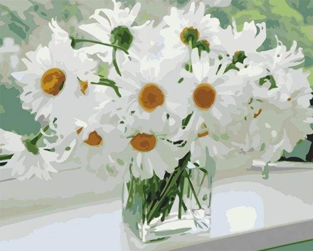 Schilderen op Nummer - Witte bloemen voor hoop