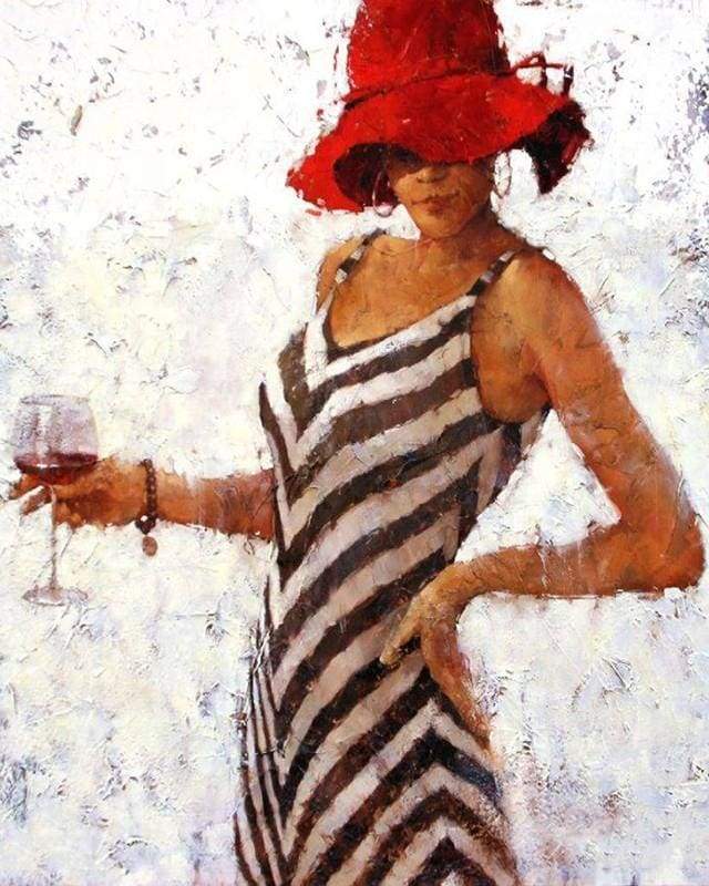 Schilderen op Nummer - Vrouw die wijn drinkt