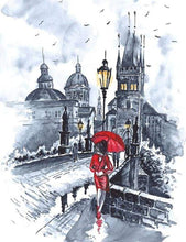 Afbeelding in Gallery-weergave laden, Schilderen op Nummer - Vrouw in rood en paraplu