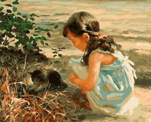 Afbeelding in Gallery-weergave laden, Schilderen op Nummer - Jong meisje en haar kat
