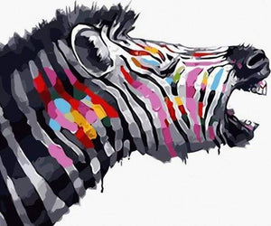 Schilderen op Nummer - Zebra met kleuren